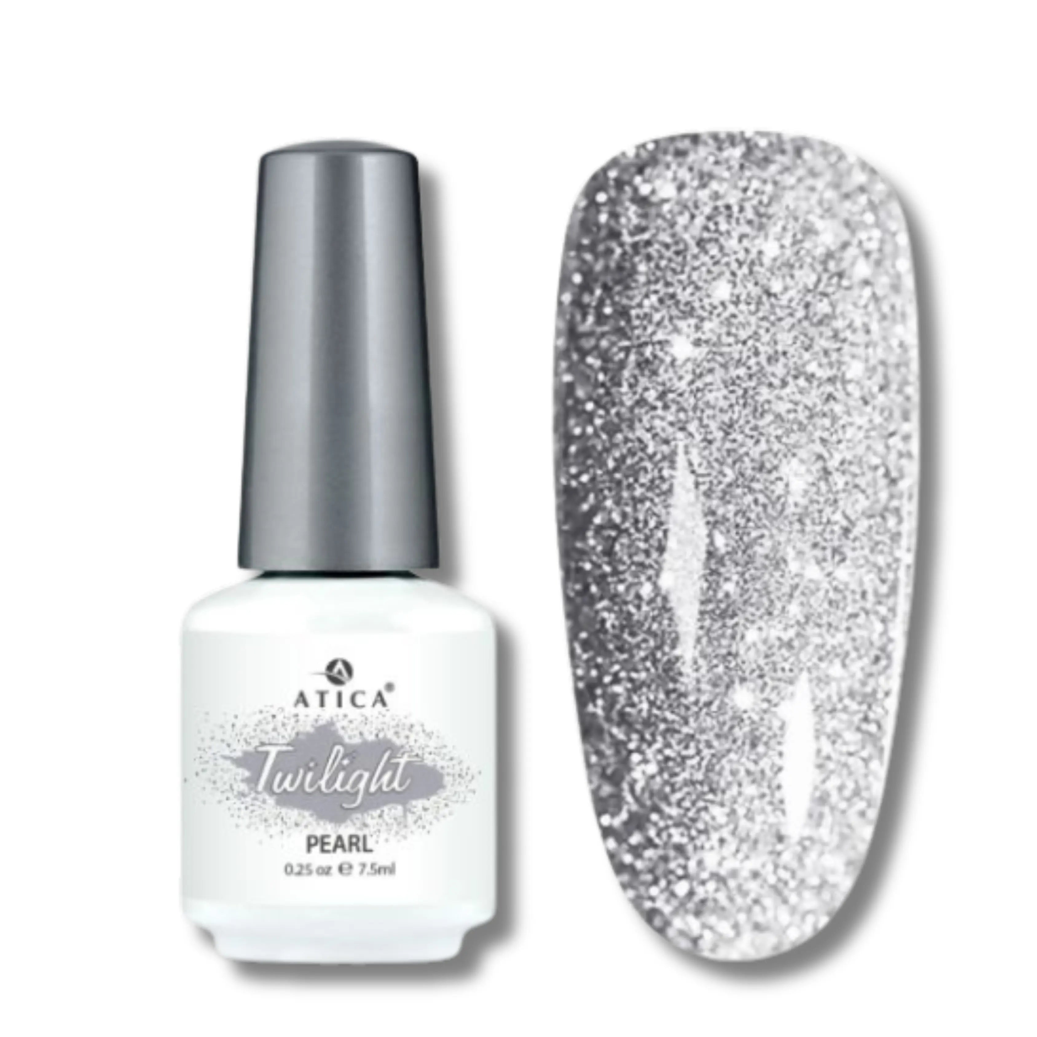 Atica TWILIGHT Gel Polish in Pearl – soft glowing pearl gel polish bottle, 7.5ml
