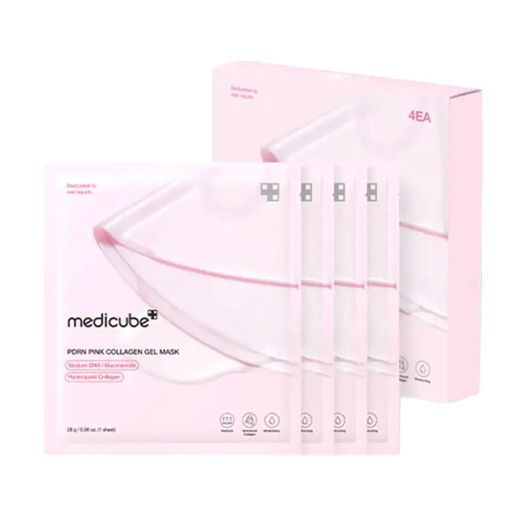 Medicube Pink Collagen Gel Mask 4pcs box, firming sheet mask
