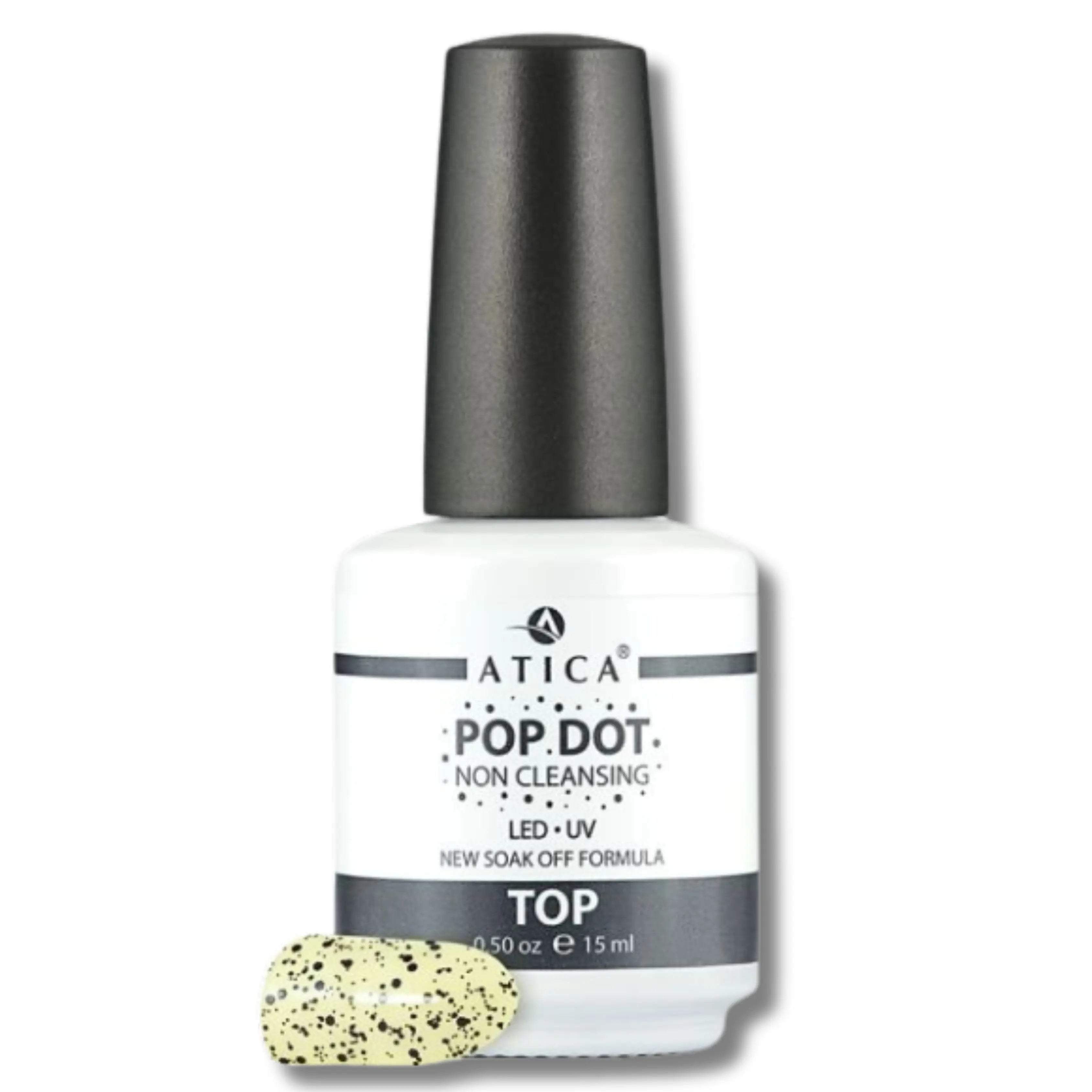 Top Coat with Black Specks 15 ml – no-wipe gel top with speckled black accents