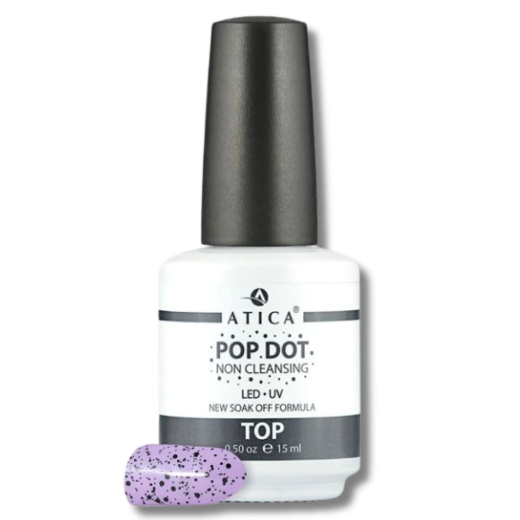 Top Coat with Black Specks 15 ml – no-wipe gel top with speckled black accents