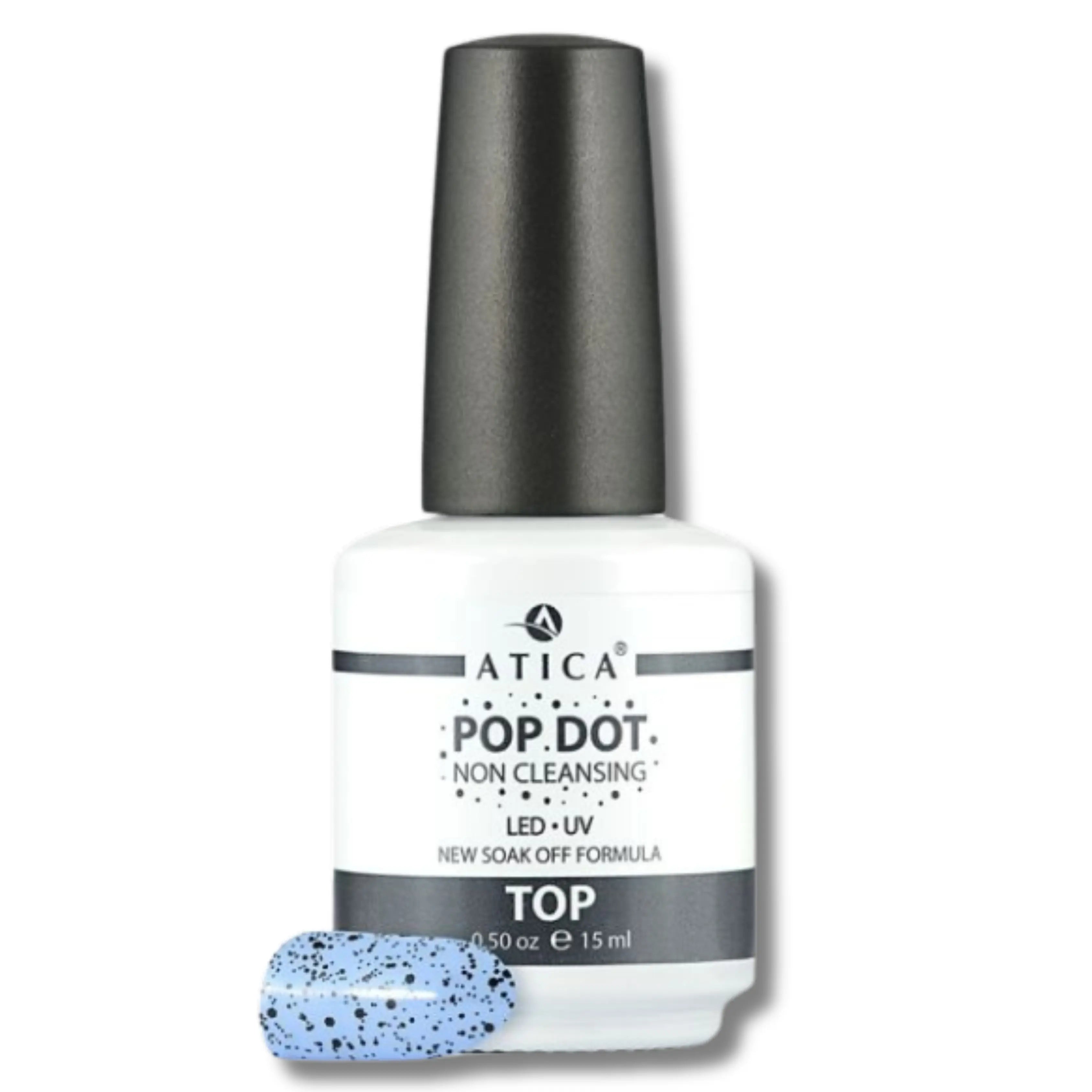 Top Coat with Black Specks 15 ml – no-wipe gel top with speckled black accents