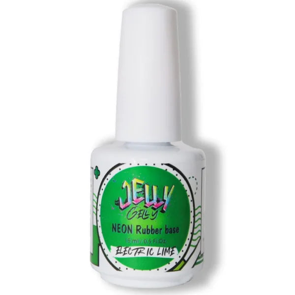 Jelly Gelly Neon Rubber Base Electric Lime Bottle
"Jelly Gelly Neon Rubber Base Electric Lime 15ml – Vibrant Neon Green Base Coat"