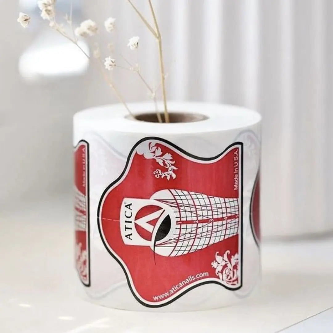 Atica Red Universal Nail Forms 500pcs roll, professional nail extension paper forms