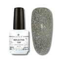 Reflective Top Coat 15 ml – no-wipe gel top with light-reflecting silver shimmer