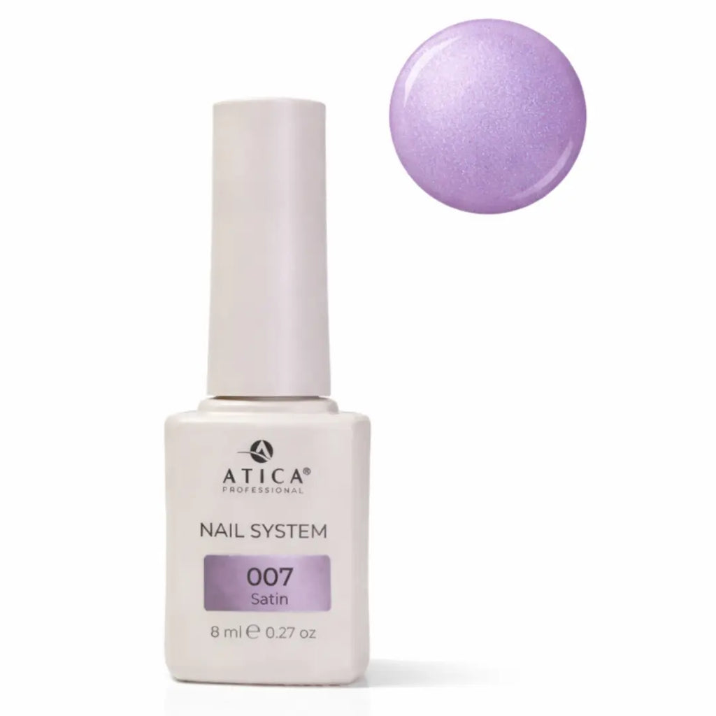 Atica Satin Gel Polish 007 bottle, cool mauve plum nail color