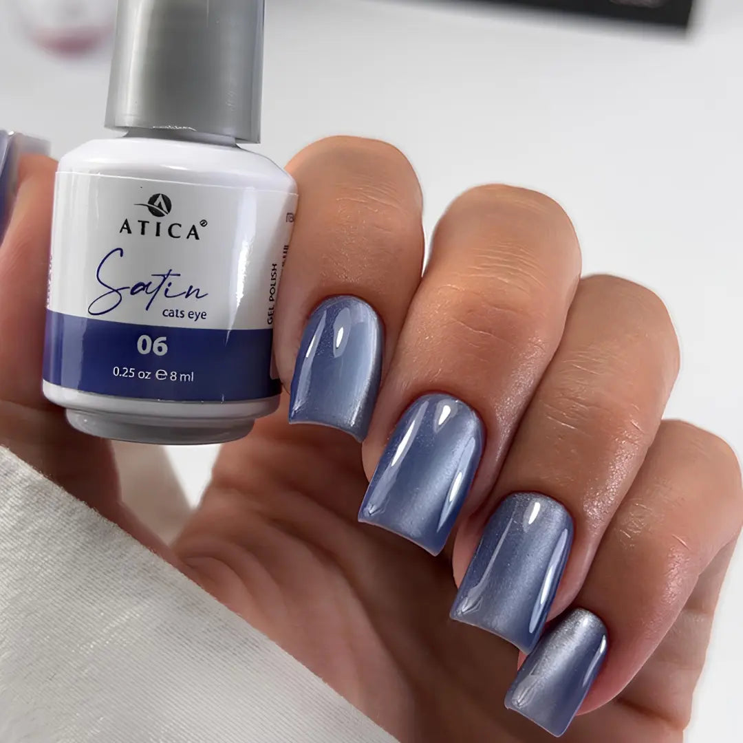 ATICA Satin Cat’s Eye 06 – Dark Sapphire Blue Gel Polish with Satin Effect