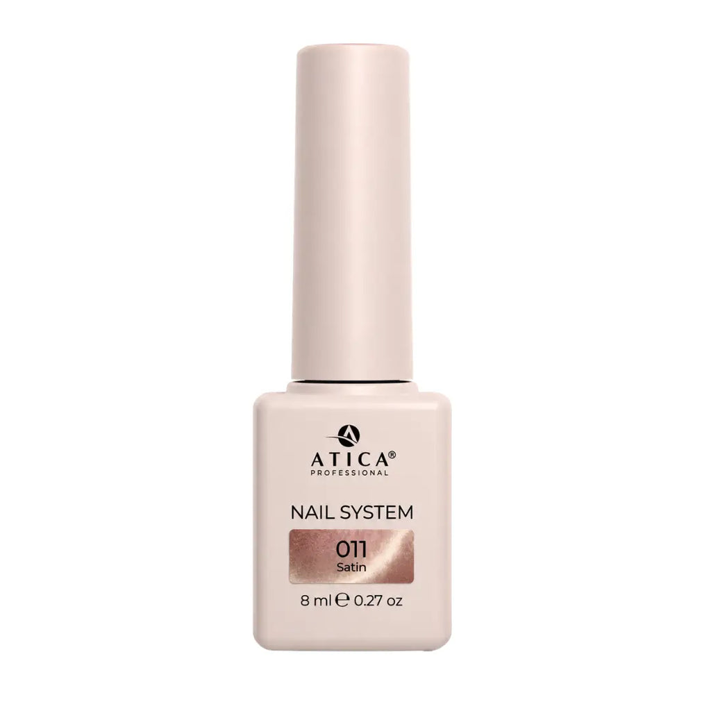 ATICA Satin Cat's Eye SC11 gel polish, nude pink magnetic cat's eye shimmer with pearlescent finish