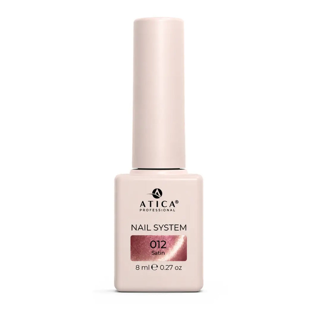 ATICA Satin Cat's Eye SC12 gel polish, deep pink-crimson magnetic cat's eye shimmer with satin finish
