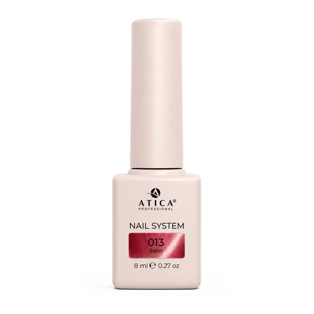 ATICA Satin Cat's Eye SC13 gel polish, ruby-red magnetic cat's eye shimmer with satin finish