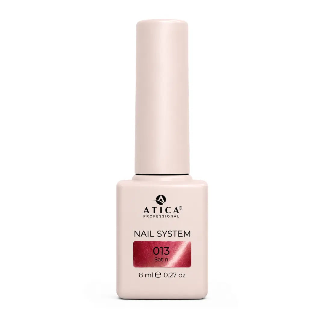 ATICA Satin Cat's Eye SC13 gel polish, ruby-red magnetic cat's eye shimmer with satin finish
