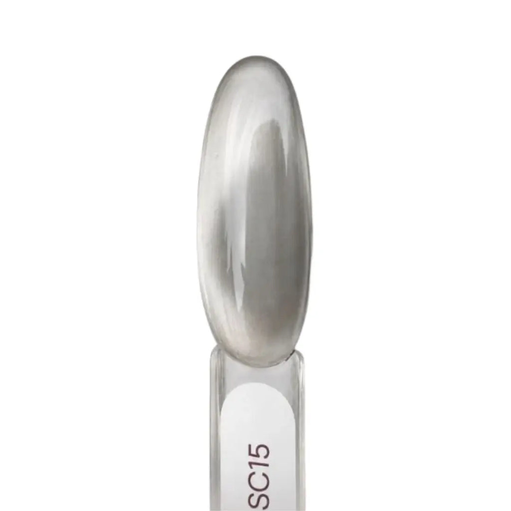 Close up of Atica Satin Cat's Eye SC15 silver magnetic pattern applied on nail tip