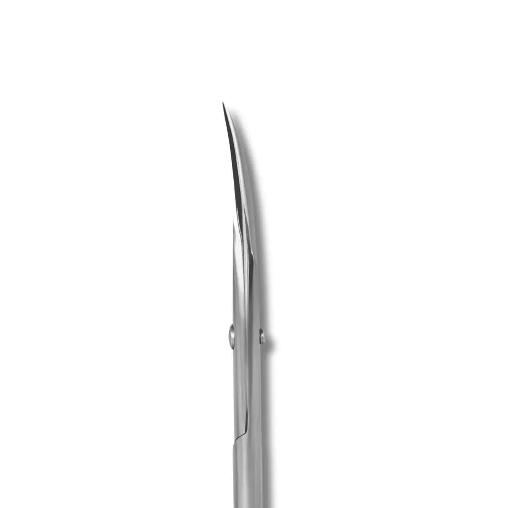 Left-handed scissor blades closeup, manual sharpening