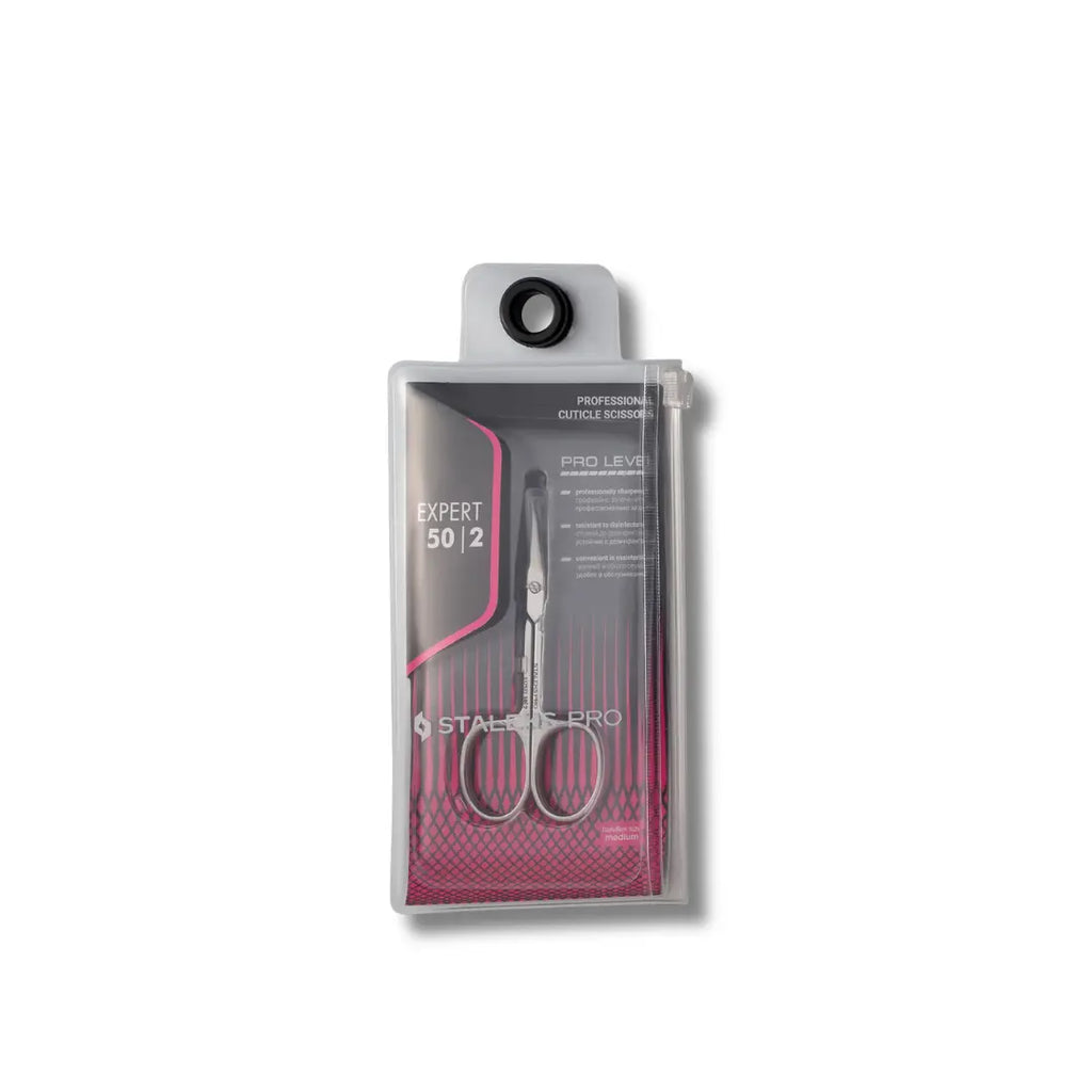 Packaged scissors with branding on a white background