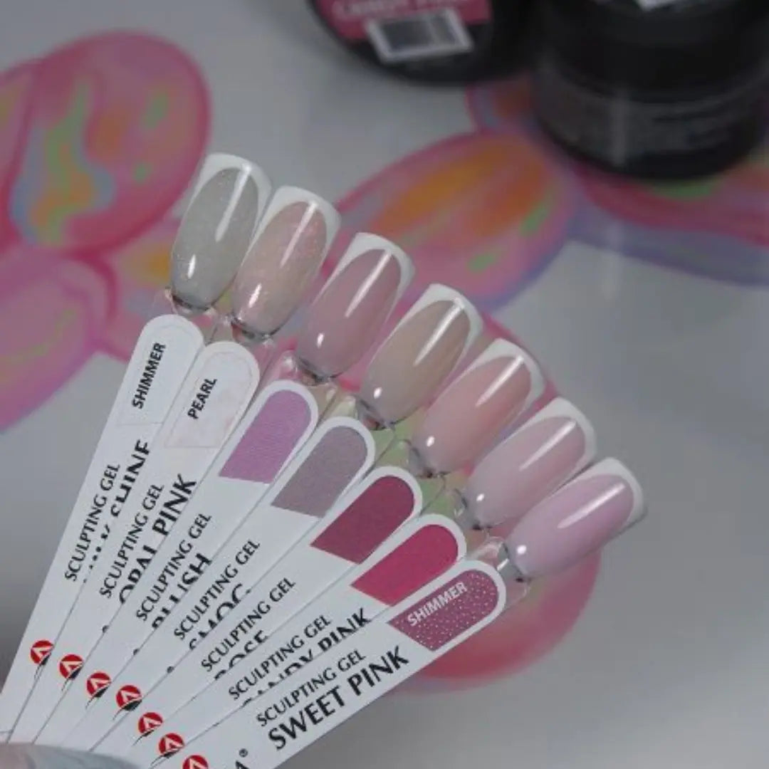 Atica Sculpting Gel Candy Pink 30ml – medium viscosity vibrant pink sculpting gel for elegant nail designs.
