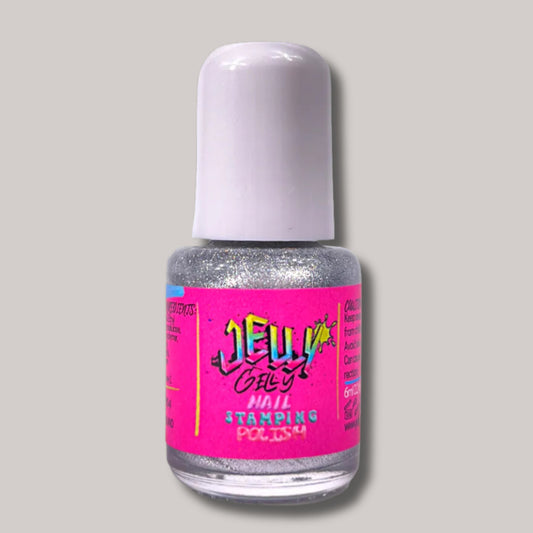 Nail Art Created with Jelly Gelly Silver Stamping Polish
"Elegant Nail Art Created with Jelly Gelly Silver Stamping Nail Polish"