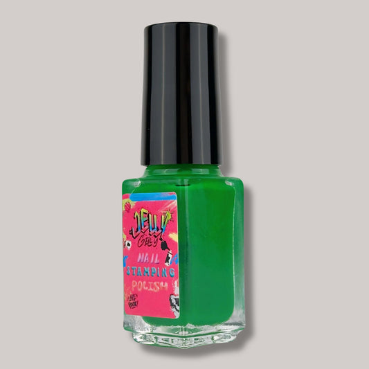 Close-Up of Jelly Gelly Green Stamping Nail Polish
"Close-up View of Jelly Gelly Green Stamping Nail Polish - Intense, Vibrant Green Color"