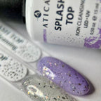 Splash Top Coat 15 ml – shimmer and flake top coat with pink and silver accents