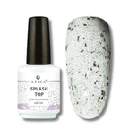 Splash Top Coat 15 ml – shimmer and flake top coat with pink and silver accents