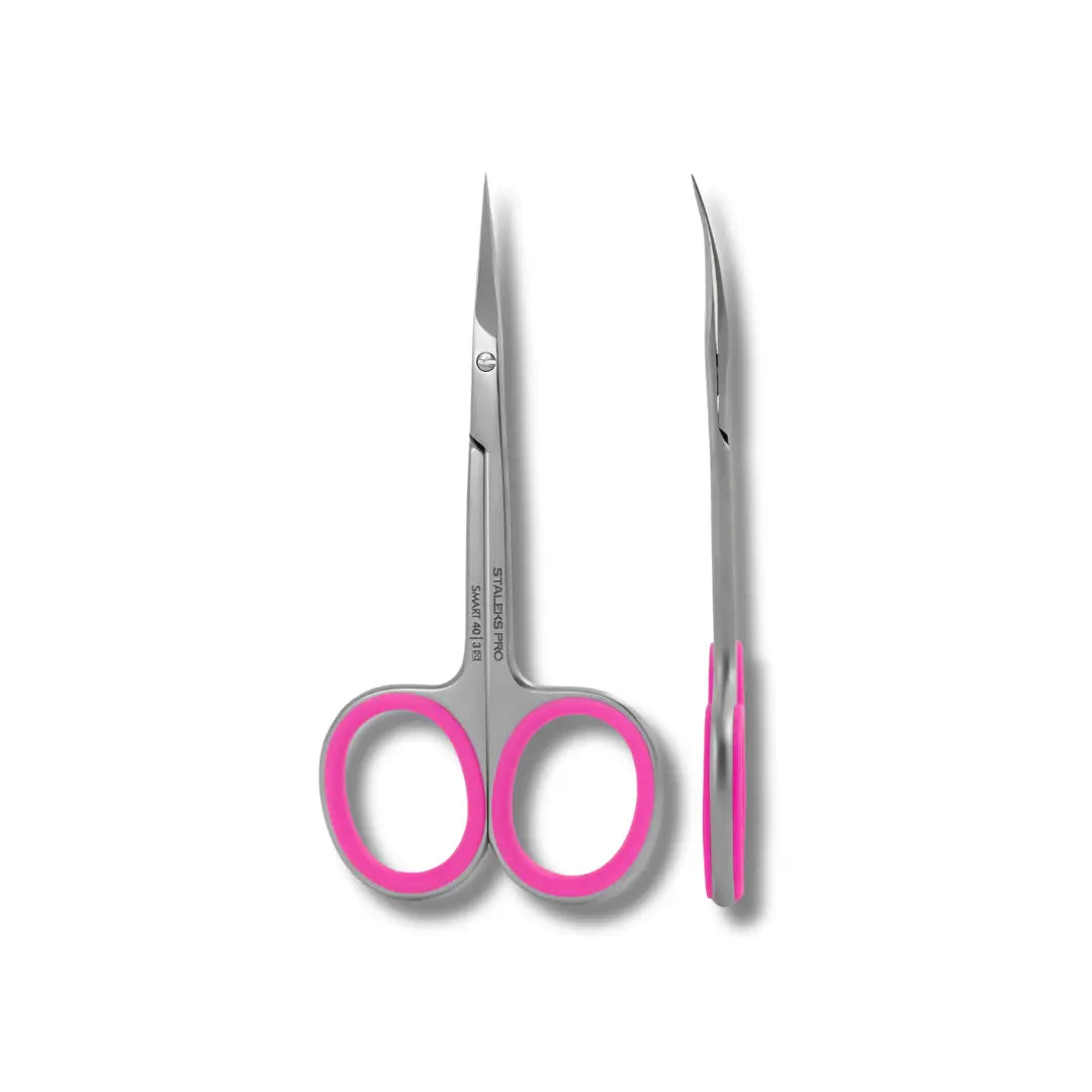 Staleks Pro Smart 40 Type 3 Cuticle Scissors with pink silicone rings