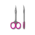 Staleks Smart 50 Type 4 cuticle scissors with pink rings, elongated professional tool