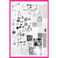 Jelly Gelly nail stamping plate ST06 with music notes, retro cassettes, and geometric patterns