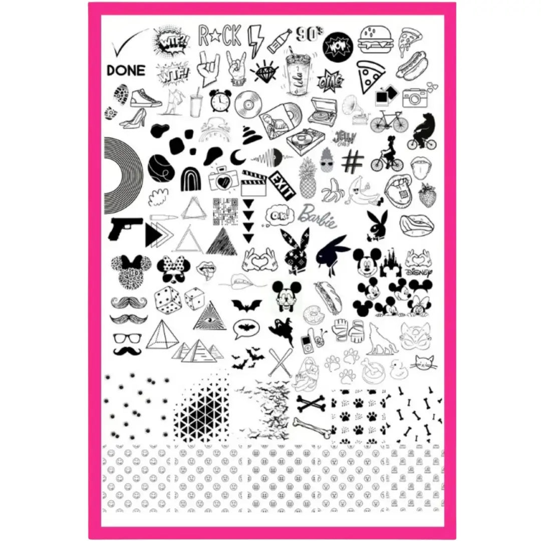 Jelly Gelly Nail Stamping Plate ST10 featuring floral, geometric, and abstract nail art designs.