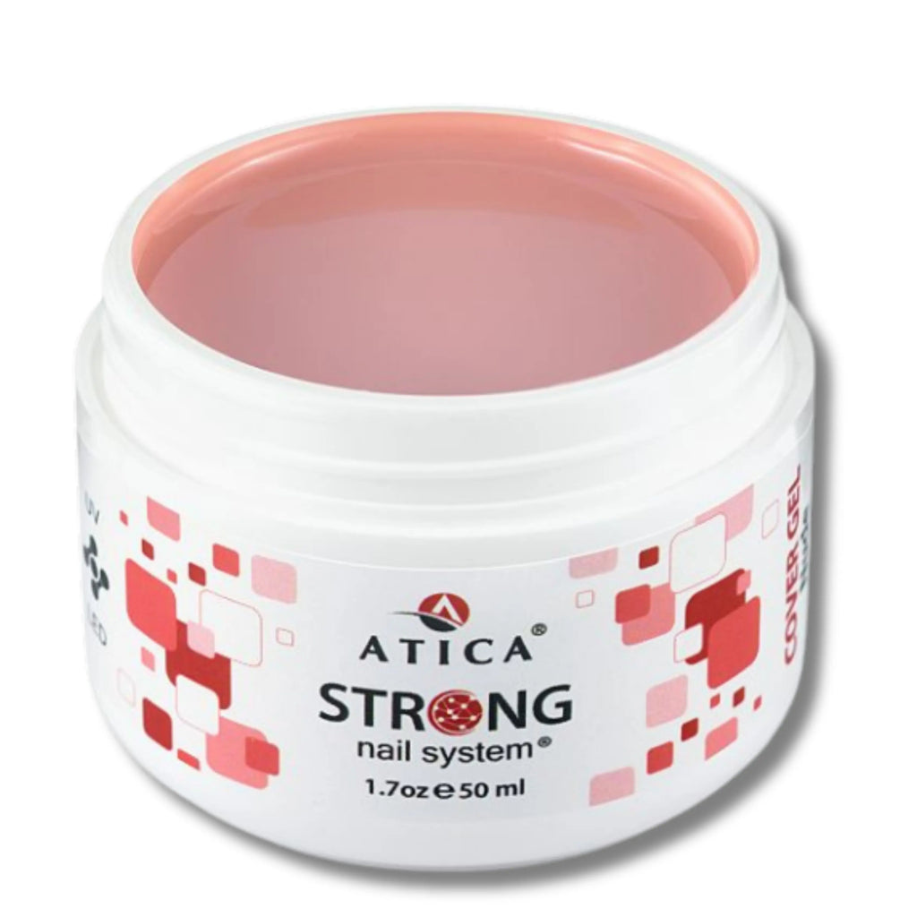 Strong Cover Gel Nude 50 ml – self-levelling builder gel in natural nude tone for elegant manicures