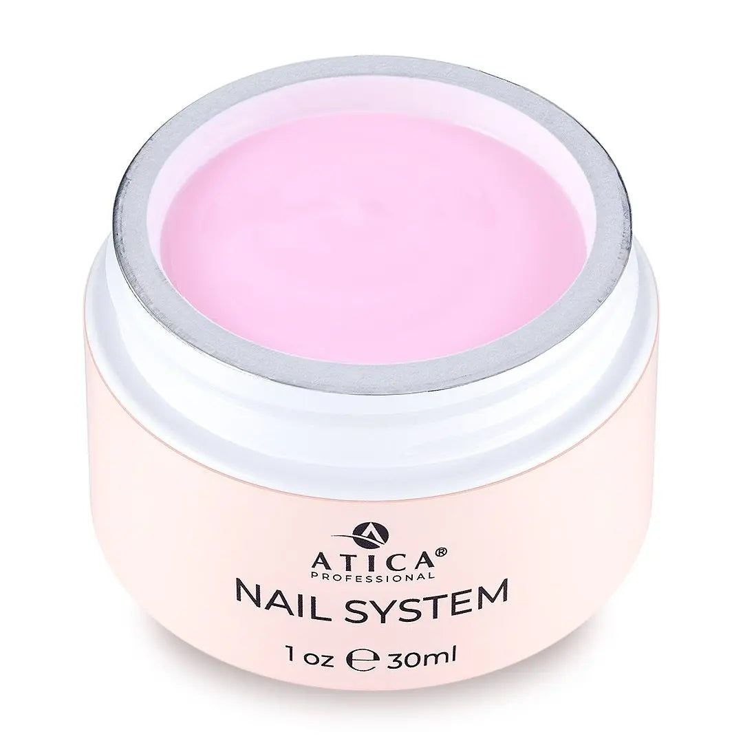 Atica Sculpting Gel Sweet Pink Shimmer 30ml – medium viscosity gel with delicate pink shimmer for stylish manicures.