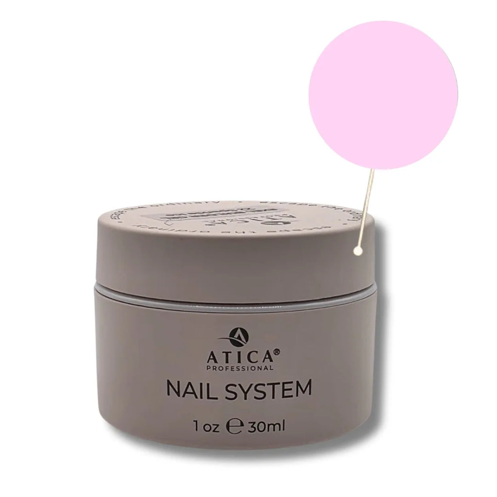 Atica Sculpting Gel Sweet Pink Shimmer 30ml – medium viscosity gel with delicate pink shimmer for stylish manicures.
