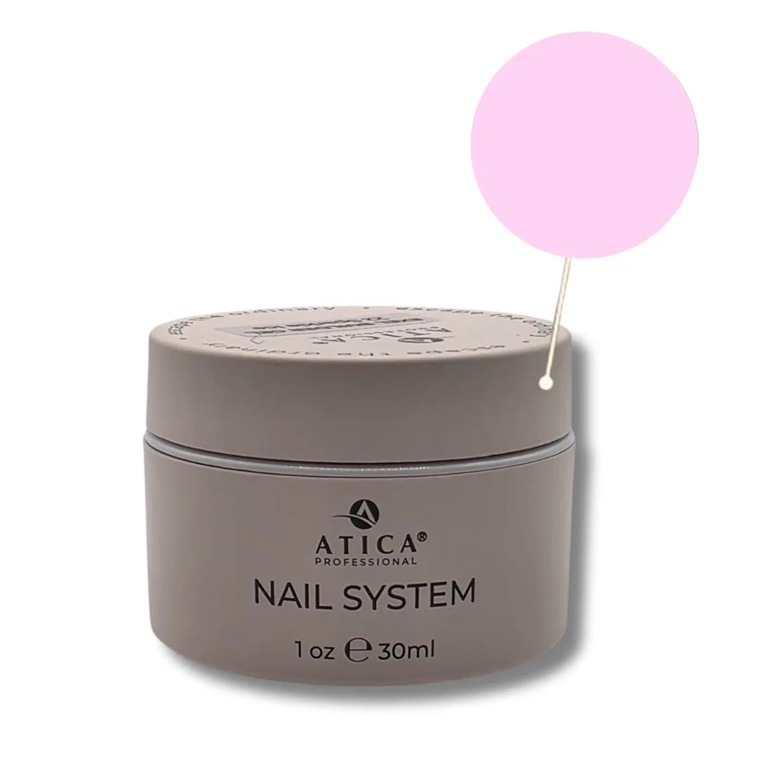 Atica Sculpting Gel Sweet Pink Shimmer 30ml – medium viscosity gel with delicate pink shimmer for stylish manicures.