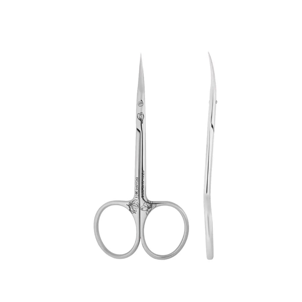 Staleks PRO Exclusive 20 Type 1 Professional Cuticle Scissors showing curved handles