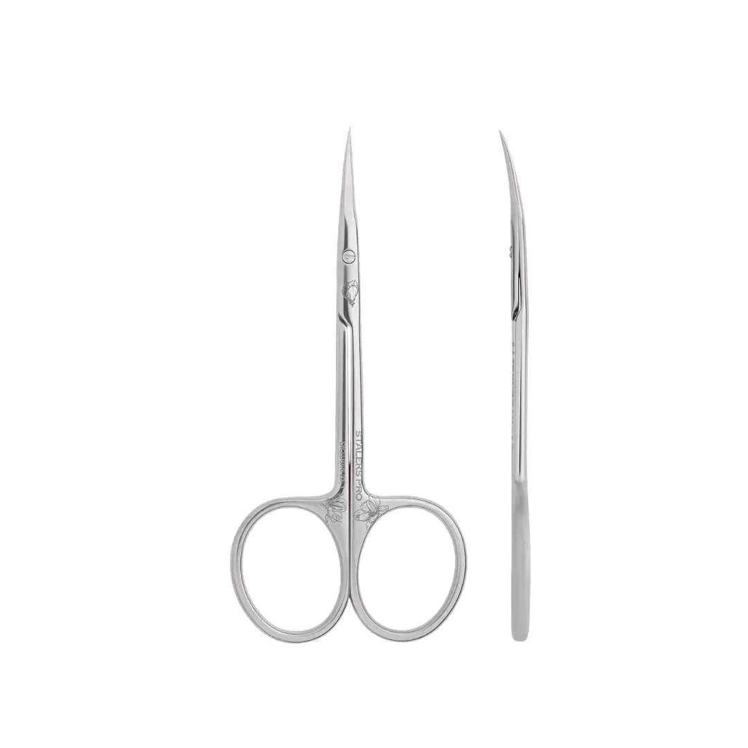 Staleks PRO Exclusive 22 Type 1 Professional Cuticle Scissors Magnolia showing elongated straight handles