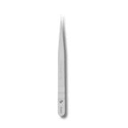 Straight thin tweezer tip closeup with ergonomic handle grooves