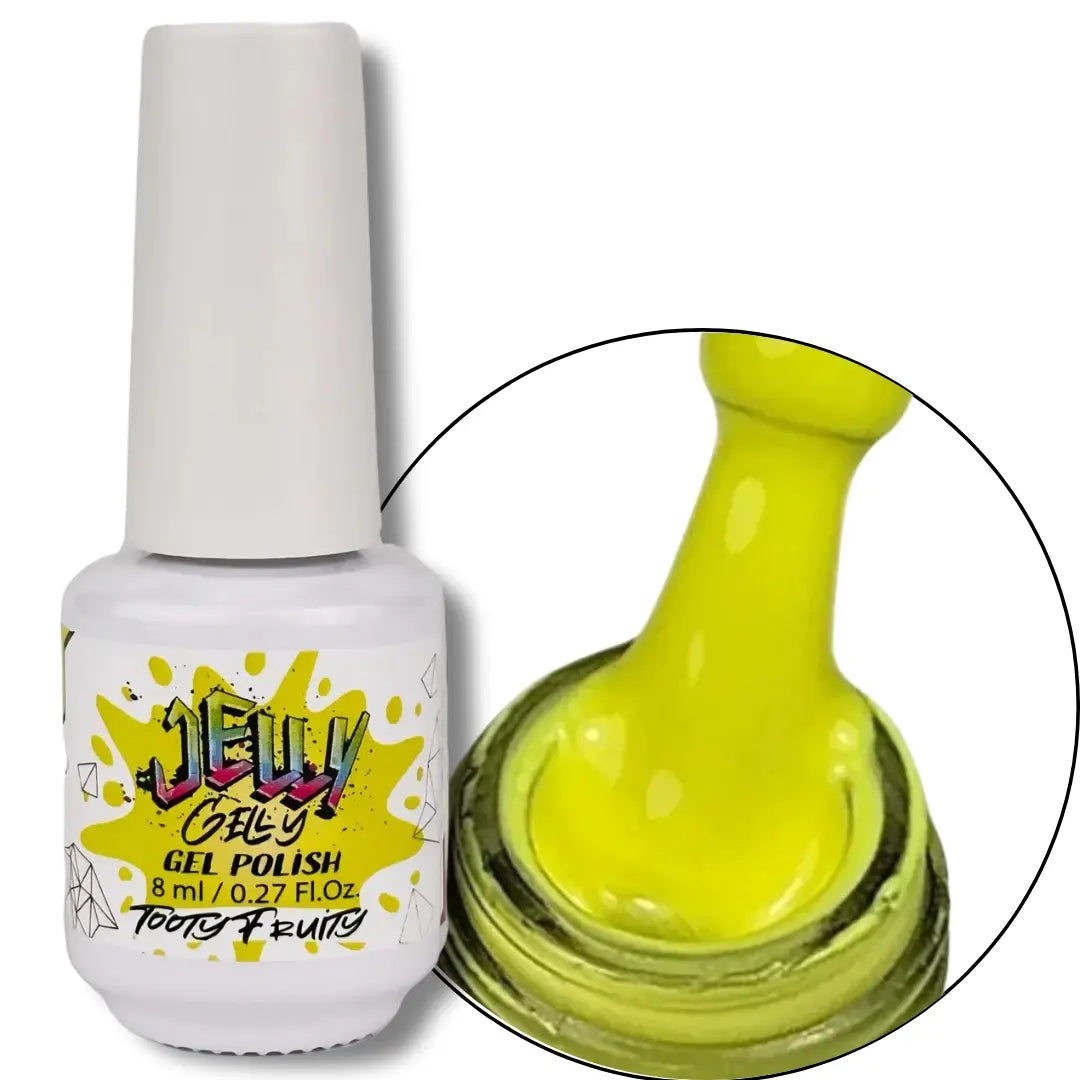 Jelly Gelly Gel Nail Polish Tooty Fruity – an 8ml bottle of lively, colorful gel polish.