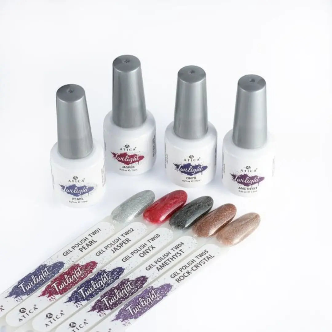 Gel Polish Twilight Topaz – silver glitter gel polish with reflective sparkle, 7.5 ml