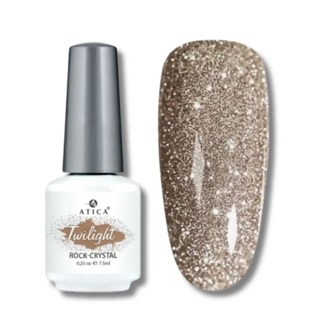 Atica TWILIGHT Gel Polish in Rock-Crystal – clear shimmer gel polish bottle, 7.5ml