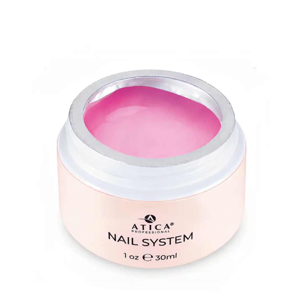 Atica eXel Builder Gel 01 Twinkle Bling 30ml jar, pearly pink shimmer HEMA free gel