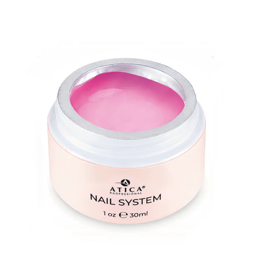 Atica eXel Builder Gel 01 Twinkle Bling 30ml jar, pearly pink shimmer HEMA free gel