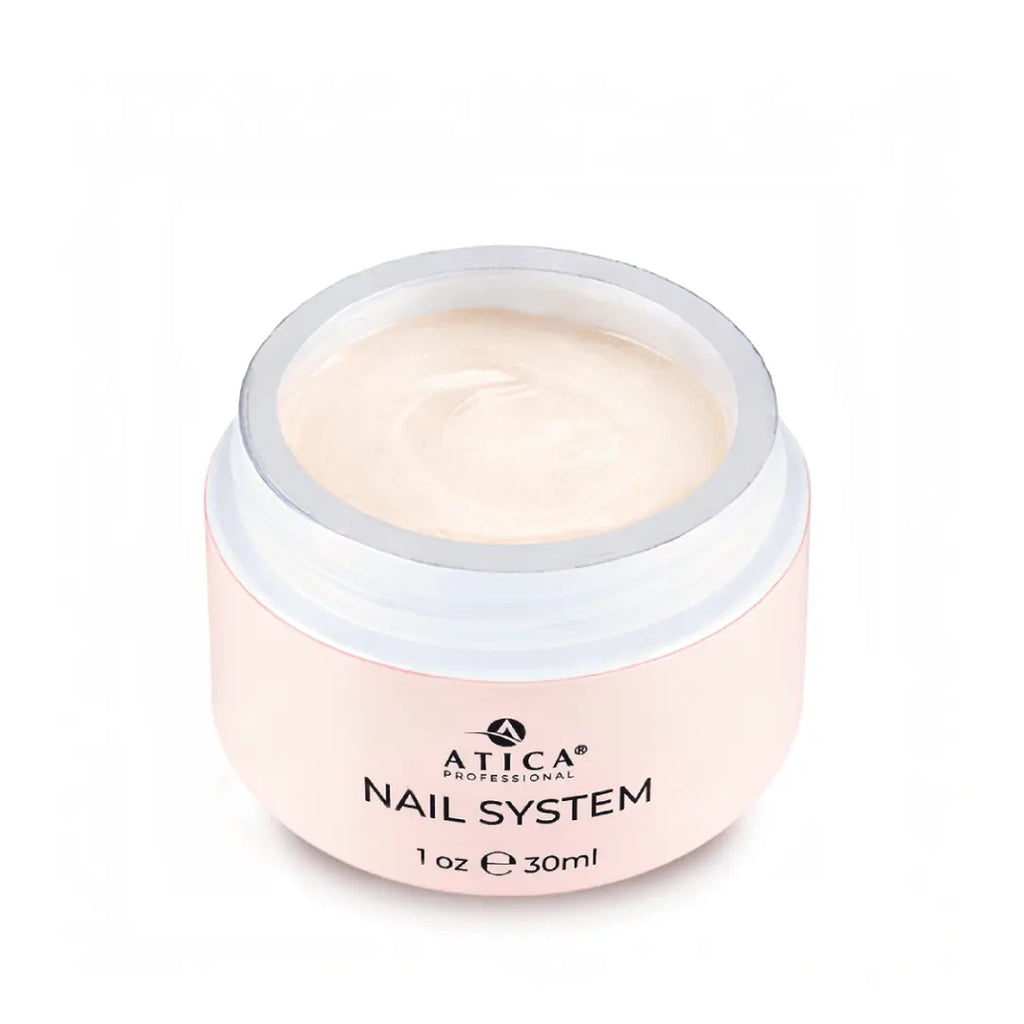 Atica eXel Builder Gel 05 Twinkle Champagne 30ml jar, milky champagne pearl builder gel