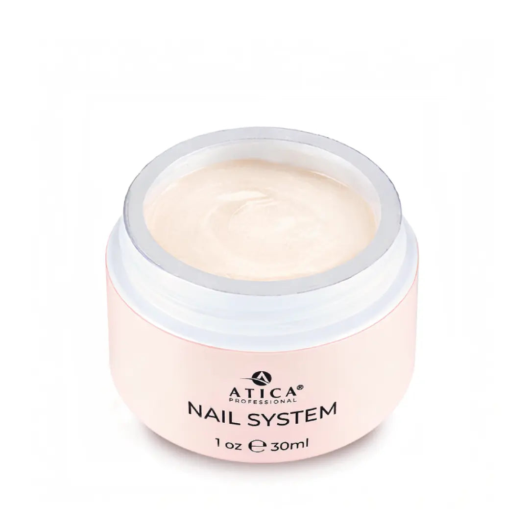 Atica eXel Builder Gel 05 Twinkle Champagne 30ml jar, milky champagne pearl builder gel