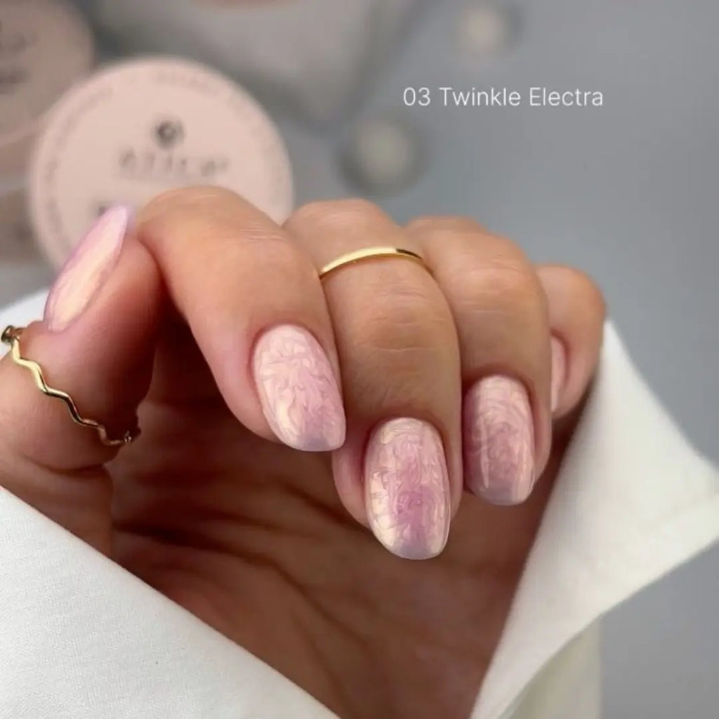 Soft pink pearl nail gel texture, strengthening builder gel for natural nails