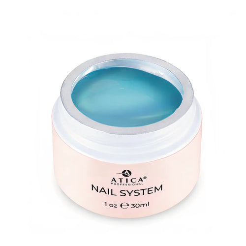 Atica eXel Builder Gel 02 Twinkle Moon 30ml jar, cool blue shimmer builder gel