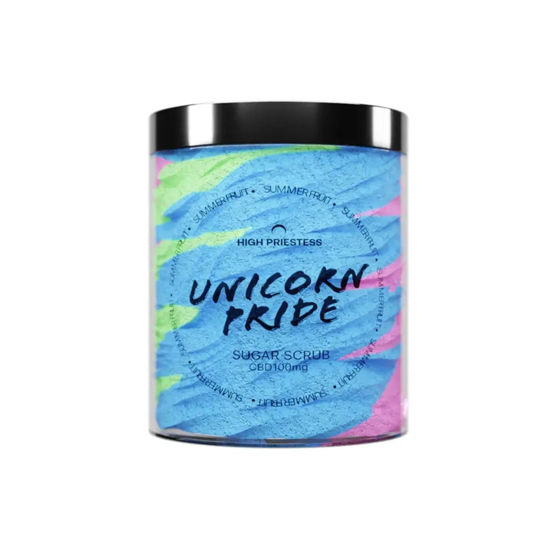 Unicorn Pride Sugar Scrub – 300ml fruity vegan exfoliator for radiant, nourished skin.