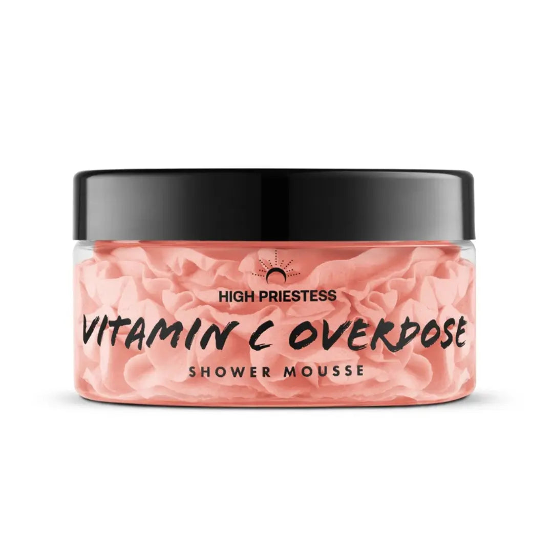 Vitamin C Overdose Shower Mousse – 200ml vegan cleanser with fresh orange aroma and creamy foam.