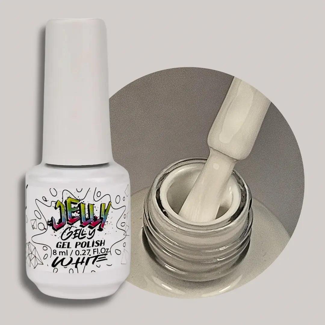 Jelly Gelly Gel Nail Polish in White – opaque bright white gel polish bottle, 8ml

