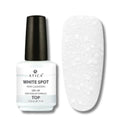 Top Coat White Spot 15 ml – no-wipe gel top with white snowflake-like particles
