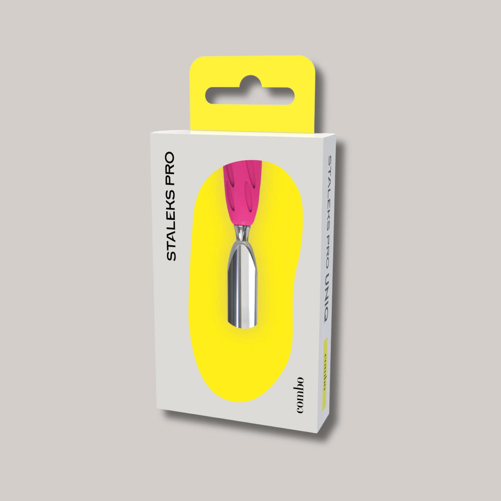 Combo UNIQ 16 Rounded Narrow Pusher – professional cuticle pusher with stainless steel and a hypoallergenic grip.