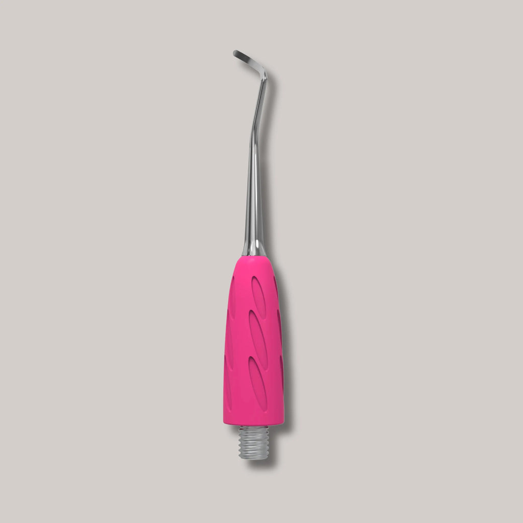 Combo UNIQ 32 Curette (Bend to the Right) – stainless steel pedicure tool for ingrown nails and callus removal with an ergonomic silicone grip.