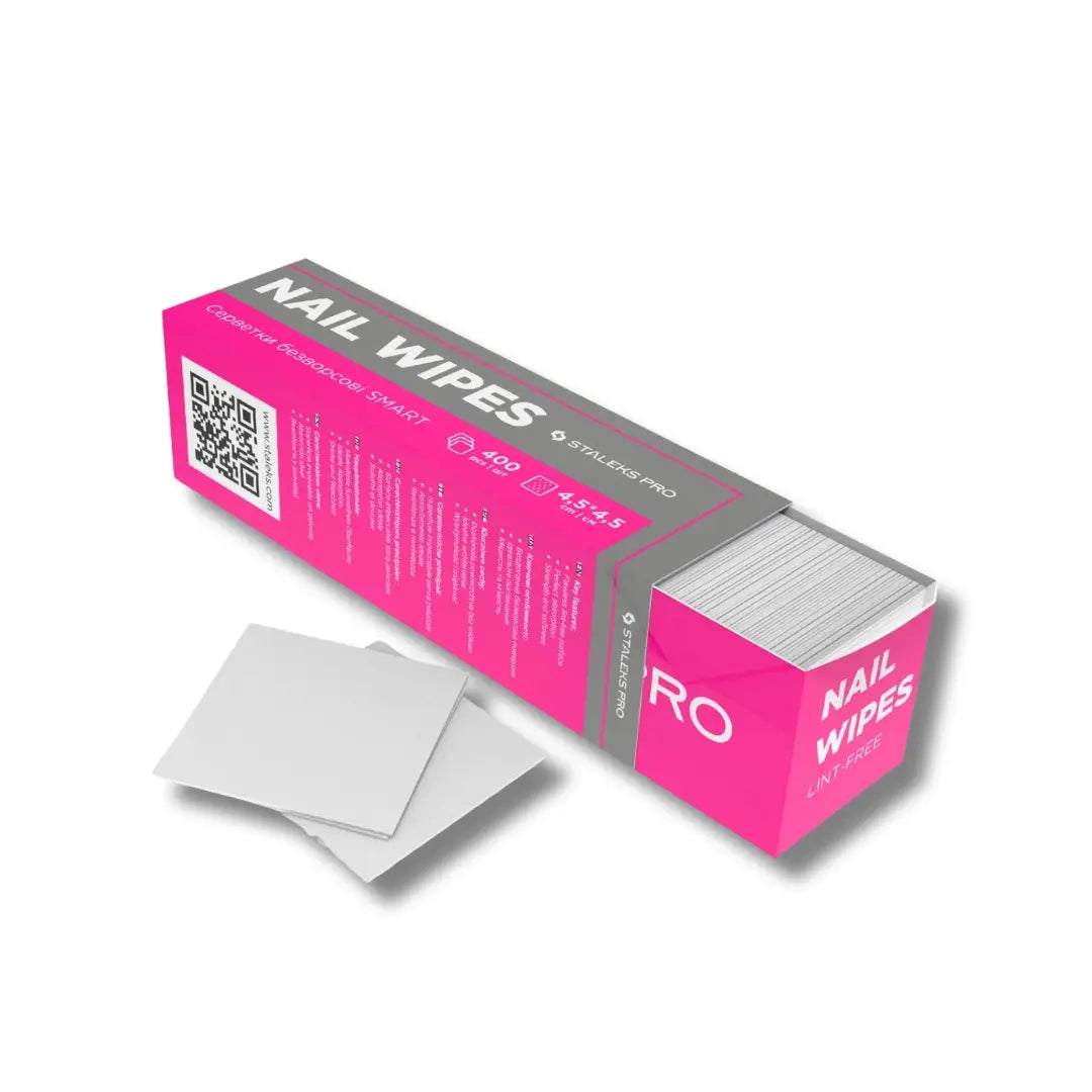 Lint-free wipes SMART – 400 white spunbond nail wipes for professional manicure and cleaning.